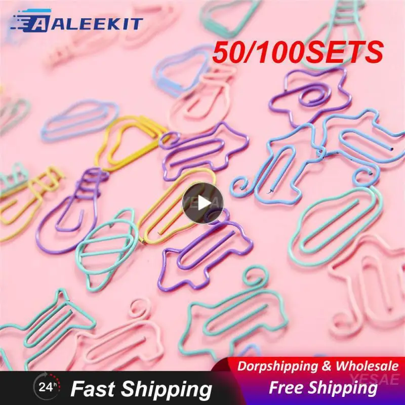 

50/100SETS Student Paper Clip Students Office Multi-function Office Necessities Paper Clip Binder Stationery Transparent