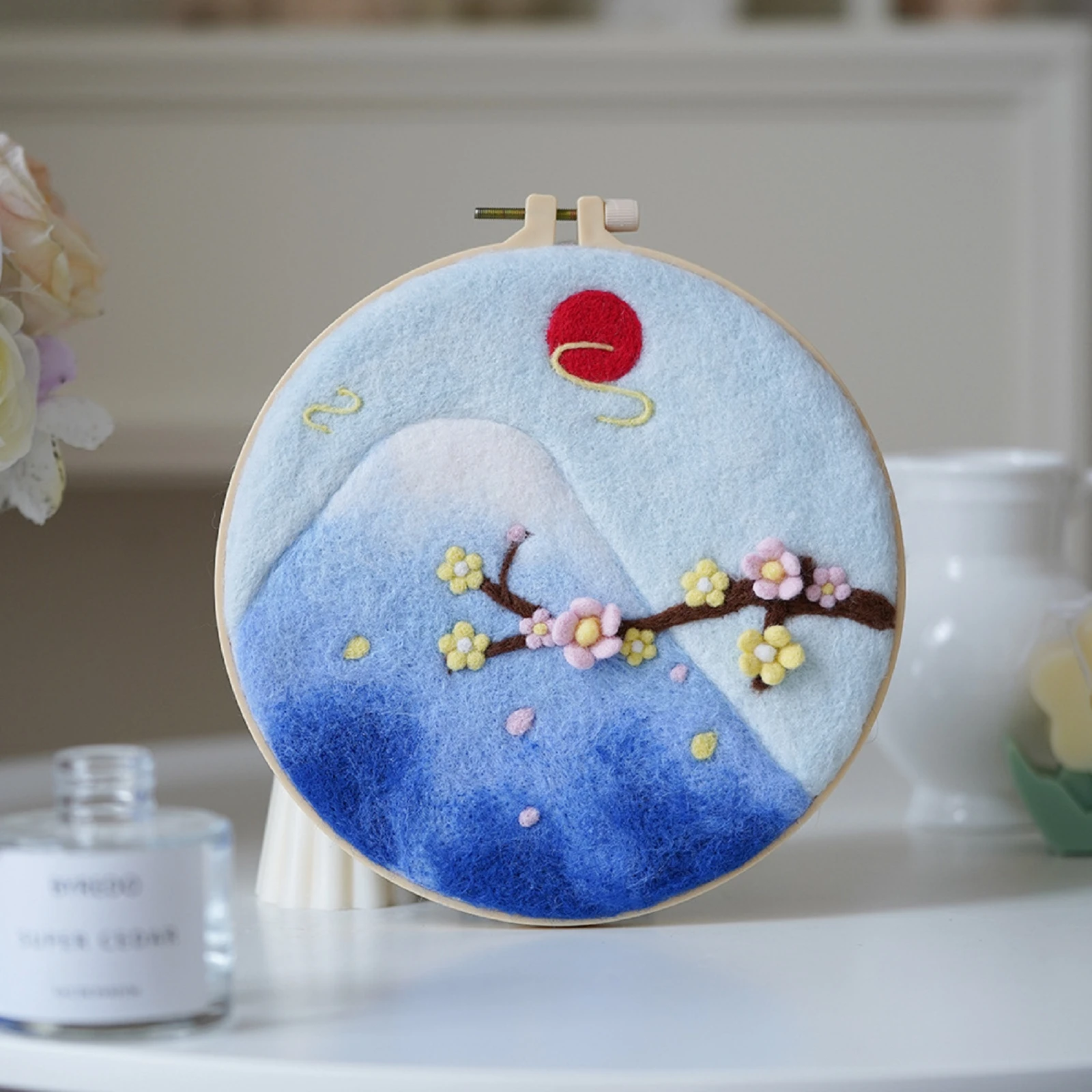Needle Felting Kit Landscape with 8in/20cm Embroidery Hoop DIY Full Kit