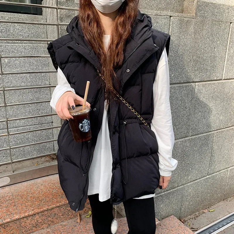 

2022 Autumn Winter New down Cotton Vest Korean Style Loose Waistcoat Outdoor All-Matching Sleeveless Waistcoat Outerwear