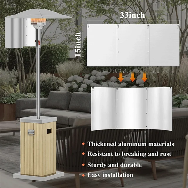T19C Patio Heater Reflector Shield, Heat Focusing Reflector For Round Natural Gas And Propane Patio Heaters Outdoor Easy To Use 3