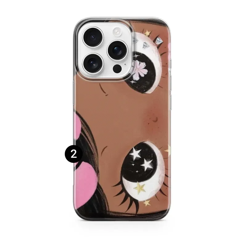 Cartoon Big Eyes Girl Phone Case For iPhone 17 16 16e 15 14 13 12 11 Mini Pro Max X XR XSMax 7 8 Air Plus Transparent Back Cover 3