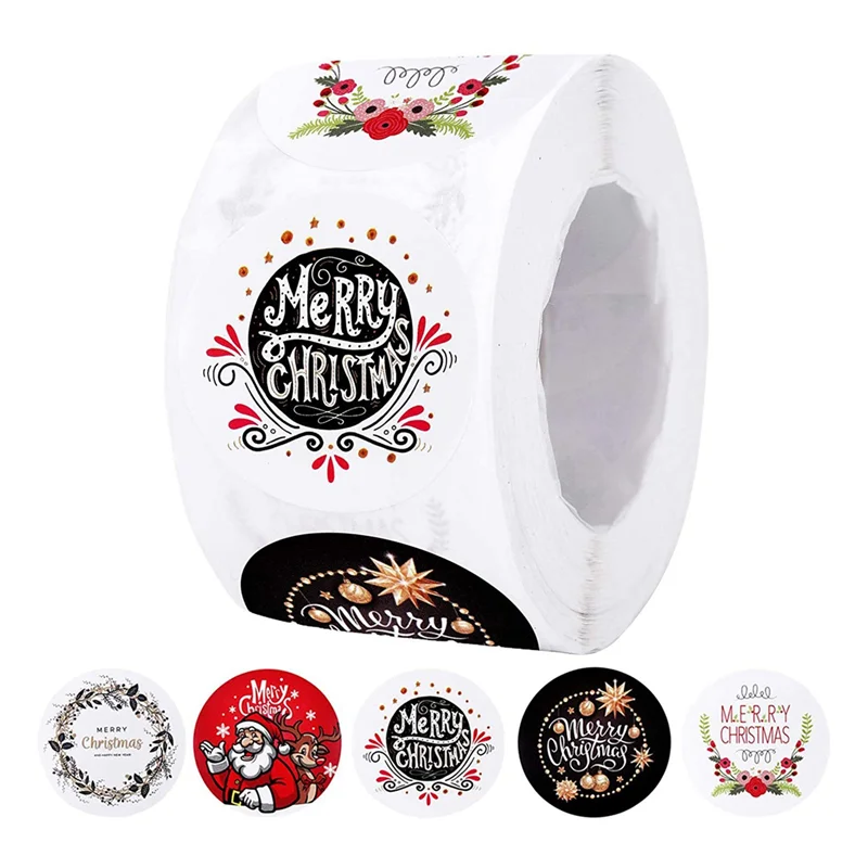 

500Pcs Merry Christmas Stickers Christmas Theme Seal Labels Stickers for DIY Gift Package Envelope Stationery Decor B