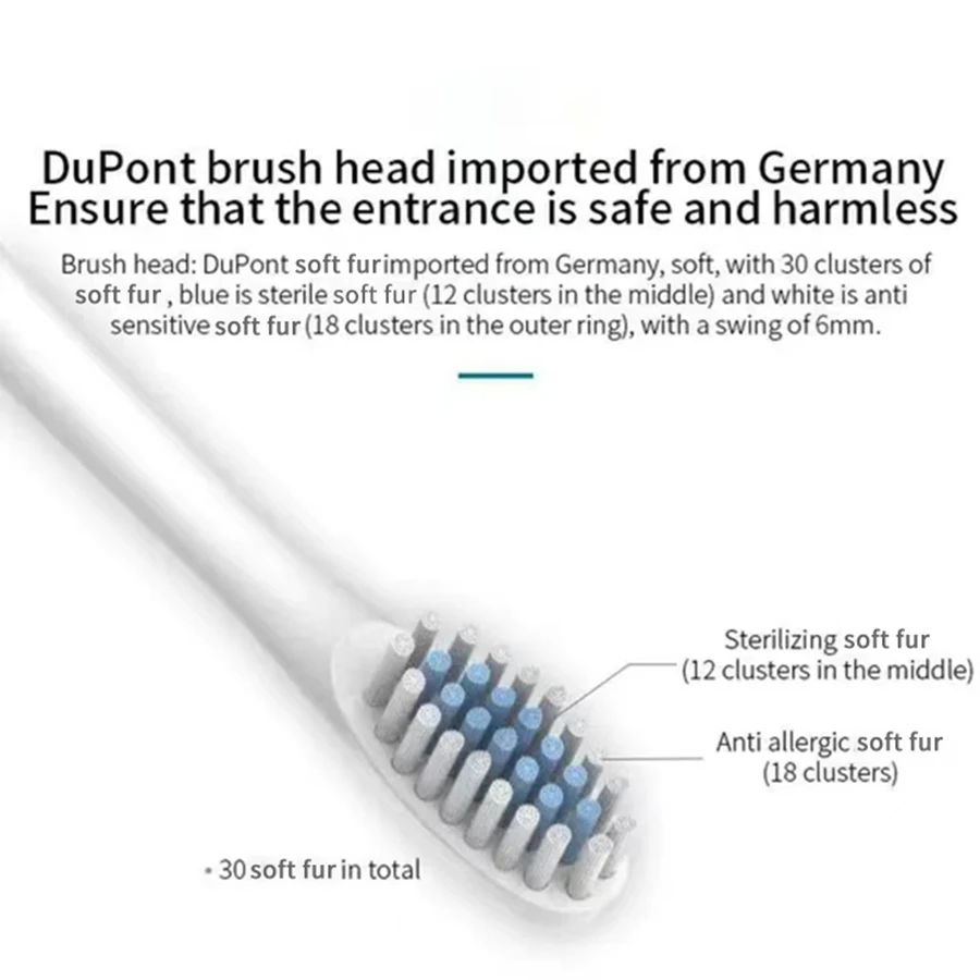 Sonic Electric Toothbrush for Adults IPX7 Waterproof DuPont Brush Head USB Rechargeable High Frequency Cleaning 6 Cleaning Modes 6