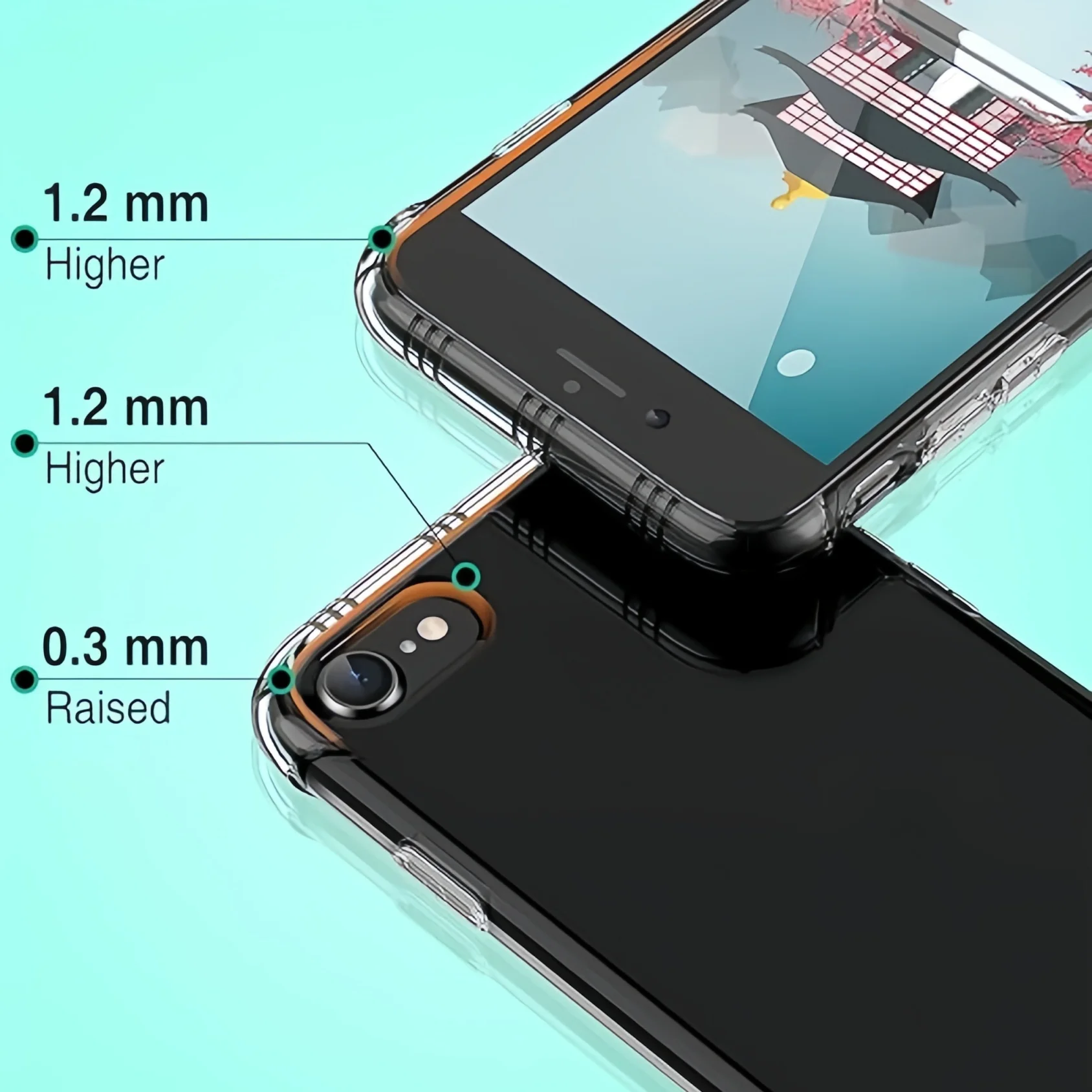Transparent Slim Soft TPU Case with Shockproof Airbags and Yellowing Resistance - Clear