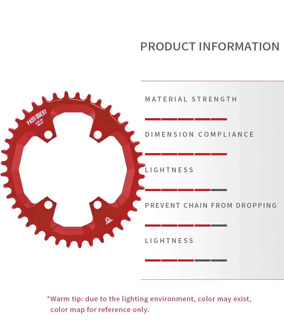 Description Picture 4 of itemPASS QUEST 96BCD OVAL Road Bike Narrow Wide Chainring 30-42T Chain wheel Black Bicycle Accessories