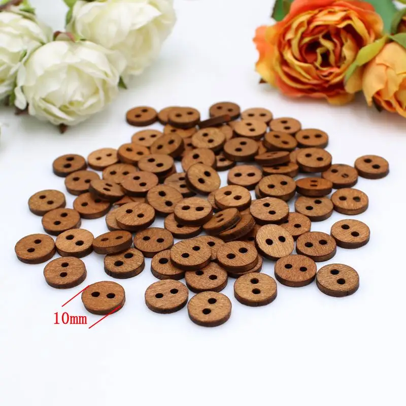 100 or 200pcs 8mm Mini Wooden Buttons for Crafts Sewing Accessories Handmade love letter scrapbook wedding decoration 4 Holes 6