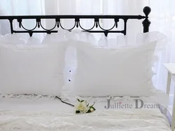 Princess Pure White Double Layer Lace Flounced Cotton Wedding Pillowcase - Elegant Fall Decor Pillow Cover - 500x700mm (07)