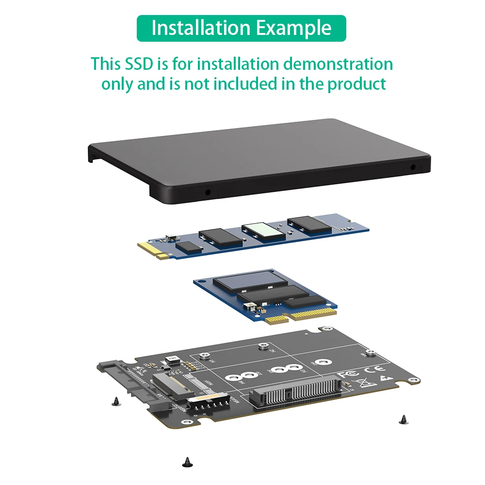 SSD Enclosure Hard Drive Adapter Plastic 2 in 1 Combine M.2 NGFF key B & mSATA SSD To 2.5 SATA3