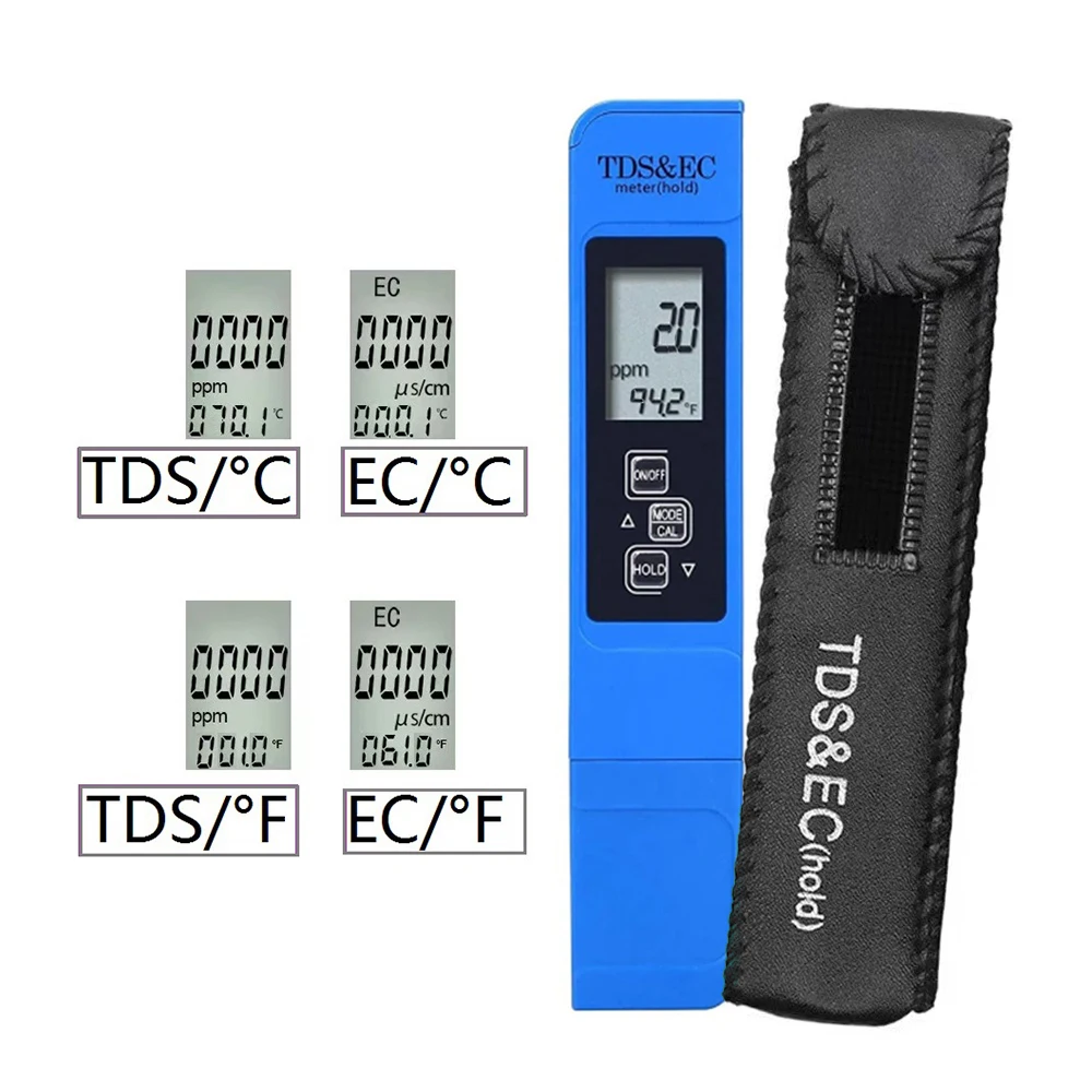 3 in1 Handheld LED Digital Water Quality Tester TDS EC Meter Range Household Water Purity Temperature Meter TEMP PPM Tester for Water Tester Water Quality Detector