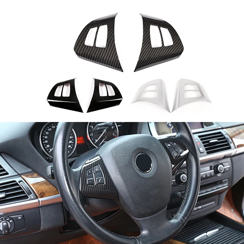 Autocollant décoratif de boutons de volant de voiture pour BMW E70 X5  2008-2013, conduite gauche et droite universelle (noir)
