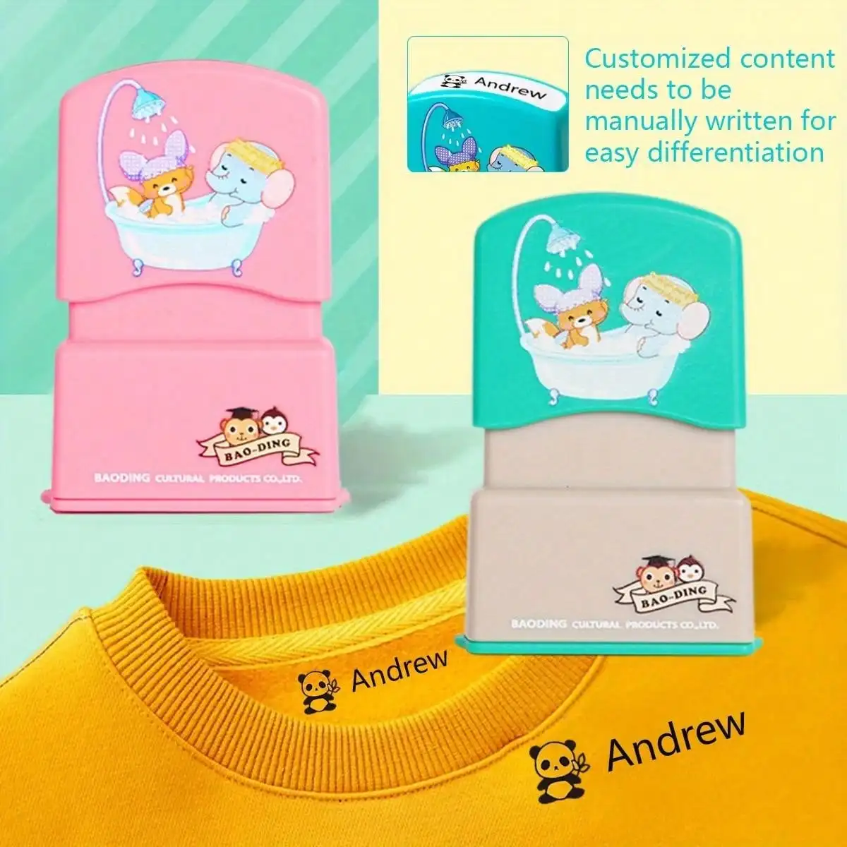 Personalized Name Stamps and Waterproof Ink Pads