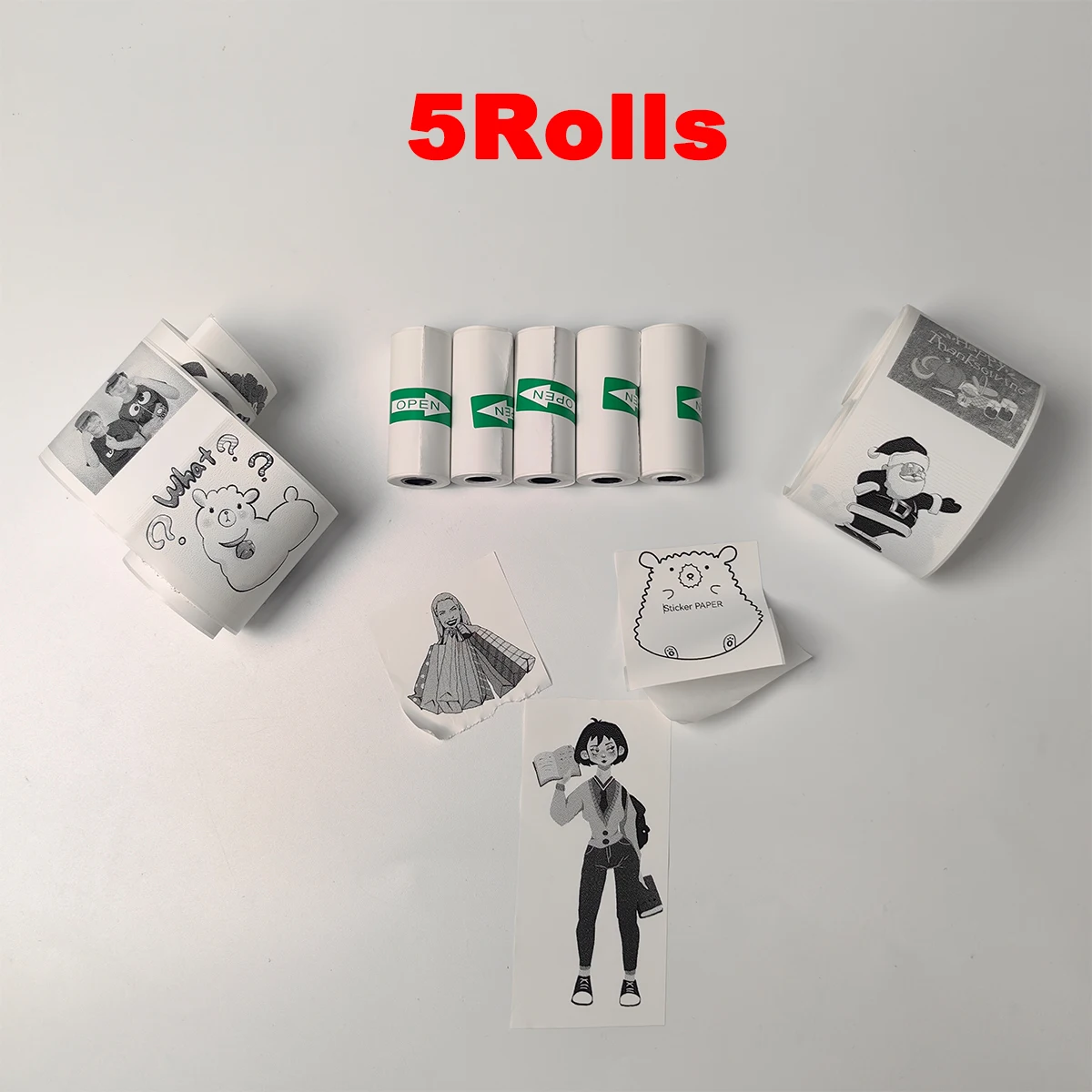 16Rolls Thermal Printer Papers 57x25mm Self-adhesive Thermal Papers HD Color Label Printers for Inkless Mini Portable Printer