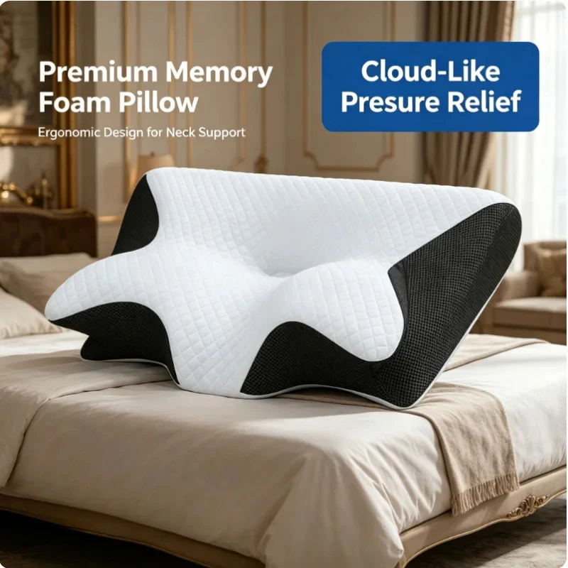 Ergonomic Memory Foam Cervical Pillow for Neck Pain Relief and Support