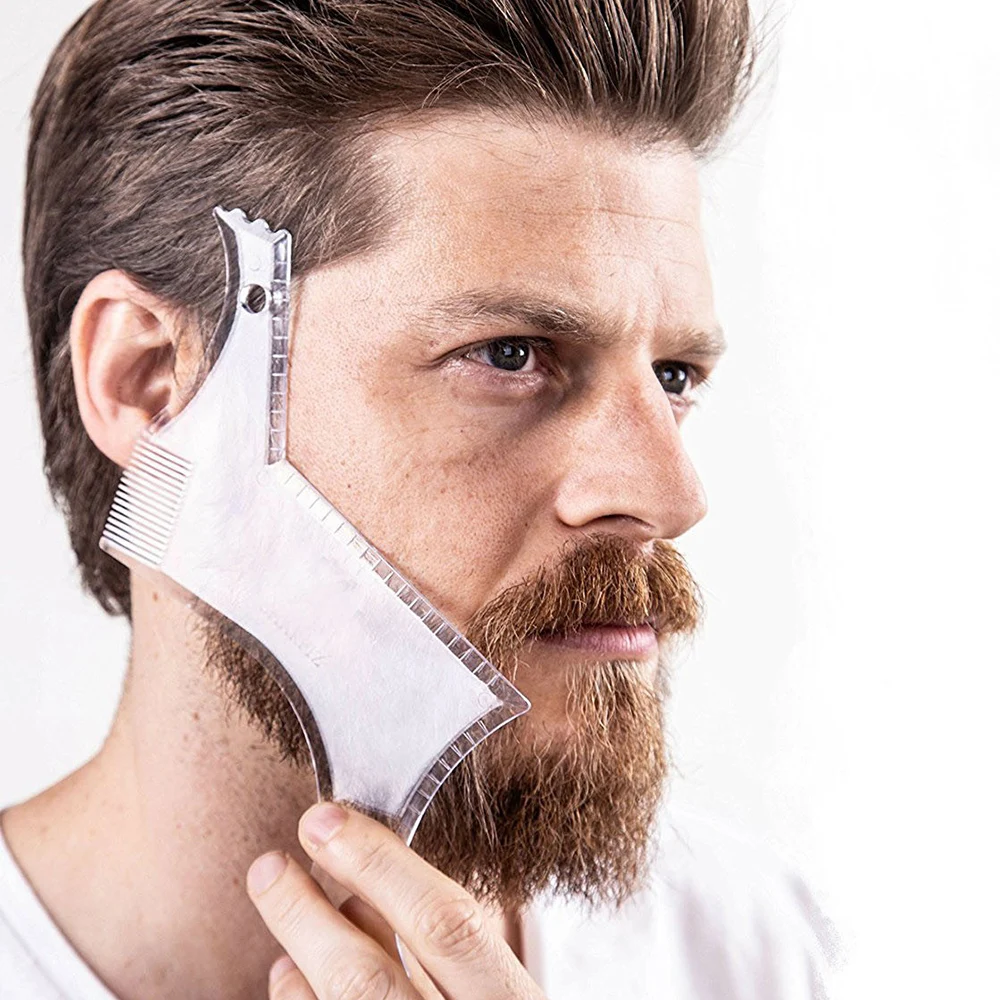 Beard Styling and Shaping Stencil Comb with Barber Precision Tool and Hair Brush
