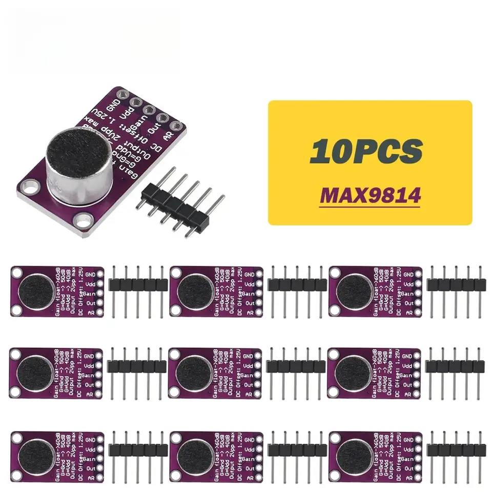 1-10pcs MAX9814 Microphone AGC Amplifier Board Sound Sensor Module Auto Gain Control Attack for Arduino MAX4466 PCB Board Diy image 10