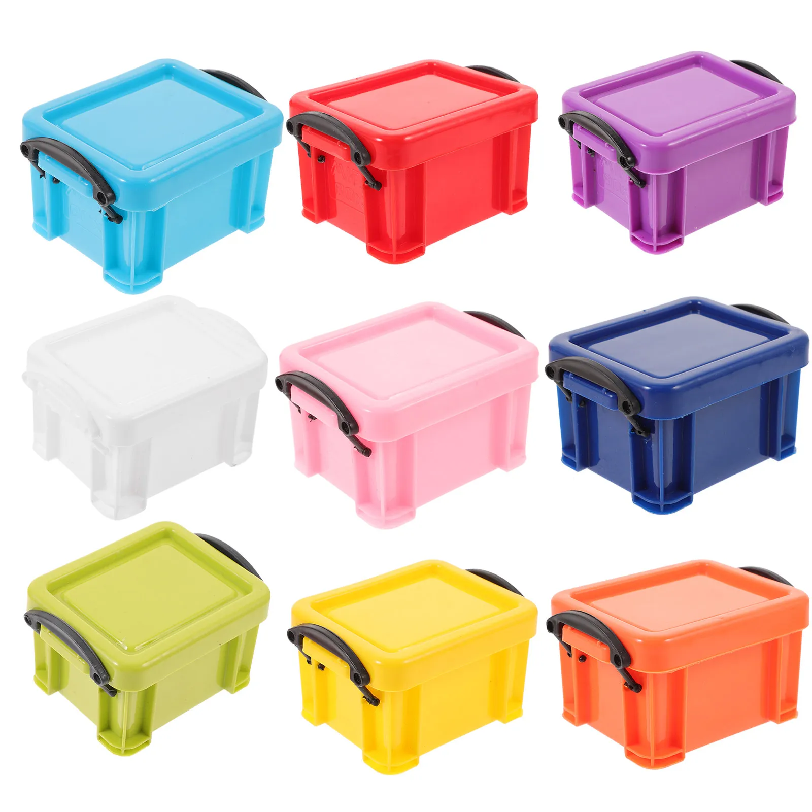Color Plastic Storage Box 9Pcs Mini Lock Colored Plastic Storage Boxes Small Containers ...