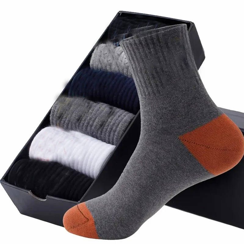 Mens Socks 6pairs Men's Cotton Sweat Absorbing Embroidered Crest Athletic Socks Ankle Socks