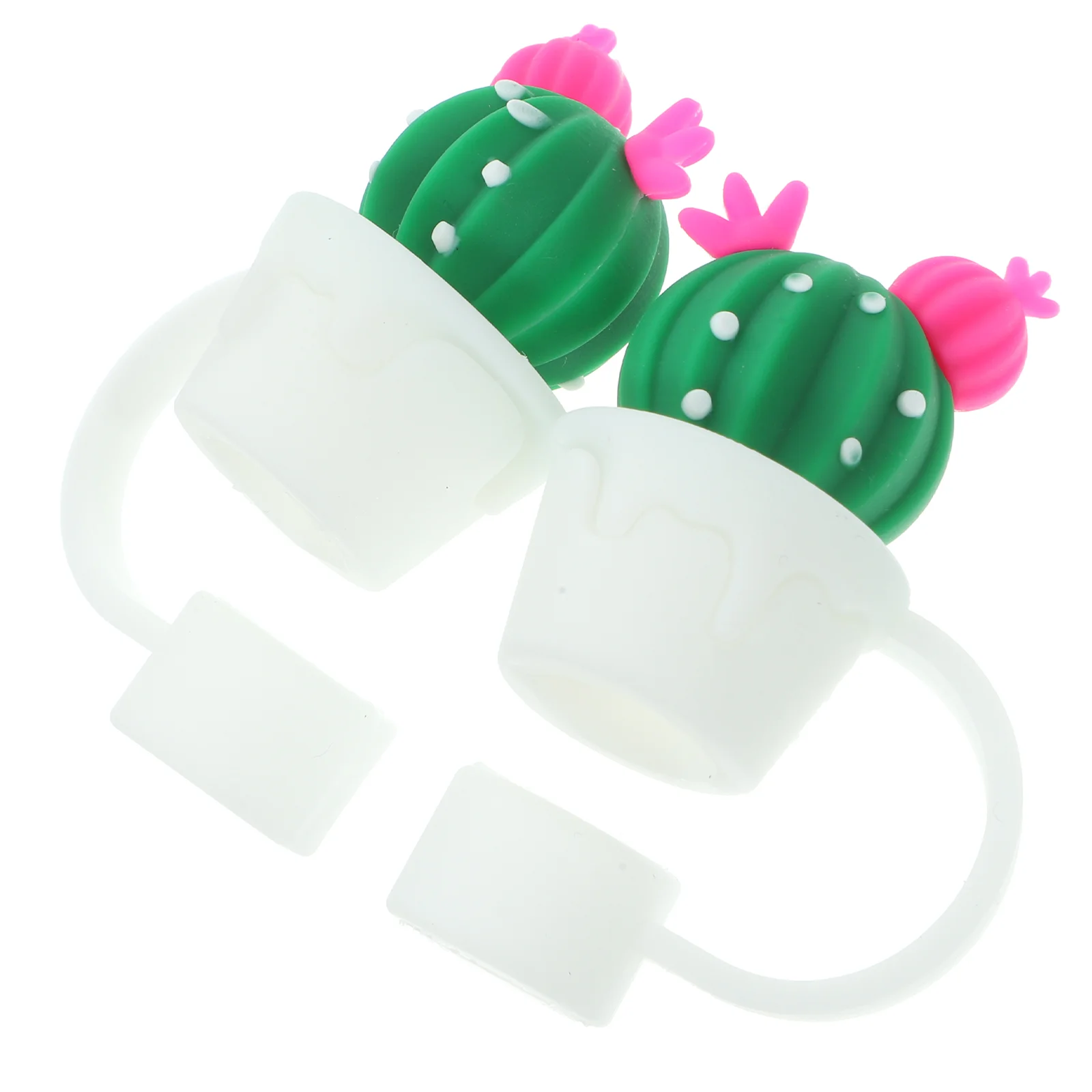 

2pcs Cactus Shape Straw Covers Cap Silicone Straw Tips Cover Reusable Drinking Straw Charms Straw Toppers