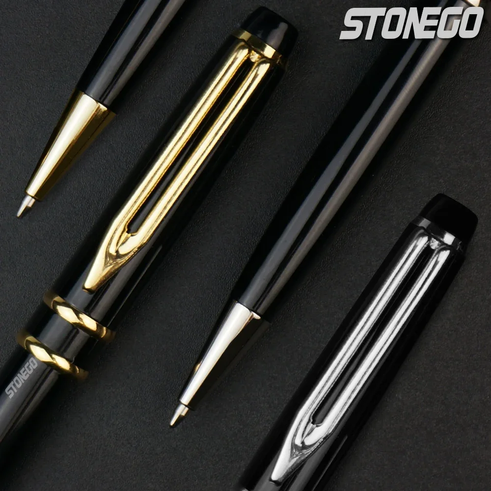 STONEGO stylo à bille sans capuchon, stylo à bille simplement torsadé encre Gel noire pointe moyenne 1.0mm stylos de Signature d'écriture lisse