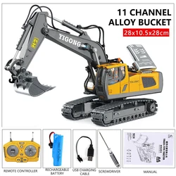 Remote Control Excavator Toy Vehicle - 2.4G Construction Crawler Truck Bulldozer (11CH Black excavator)