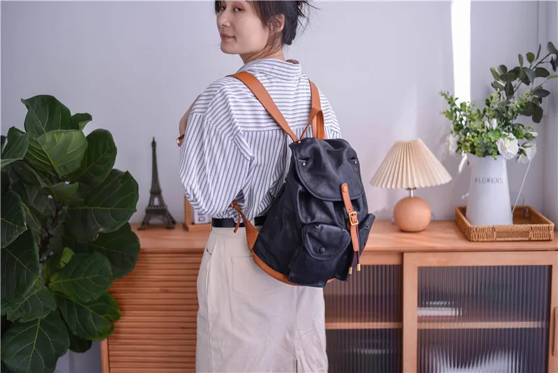 PNDME mode vintage designer echtes leder frauen multi-tasche rucksack echtes rindsleder reise weiche echte rindsleder weibliche bookbag – Detail 24