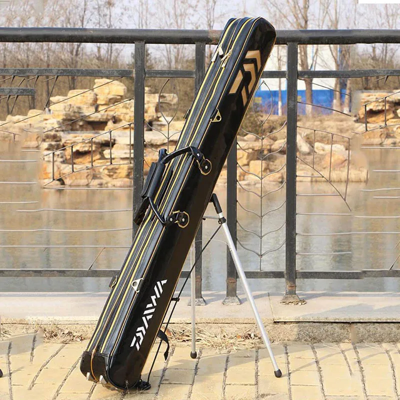 

125CM Two-layer Three-layer Pole Bag 1.25m Waterproof Durable Large-capacity Leather Fishing Gear Bag with Bracket낚시 하드 케이스