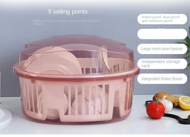 Kitchen Dish Rack with Cover Drainer Rack with Lid