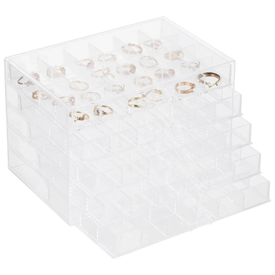 Earring Storage Box Organizer Acrylic Jewelry Storage Box Holder With 5 Drawers Transparent Jewelry Display Stand Earring Box 2