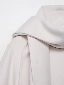 Sciarpa Cappotti larghi per le donne Colletto rovesciato Manica intera Tasca con bottone singolo Cappotto 2025 Autunno Chic Capispalla casual femminile 1