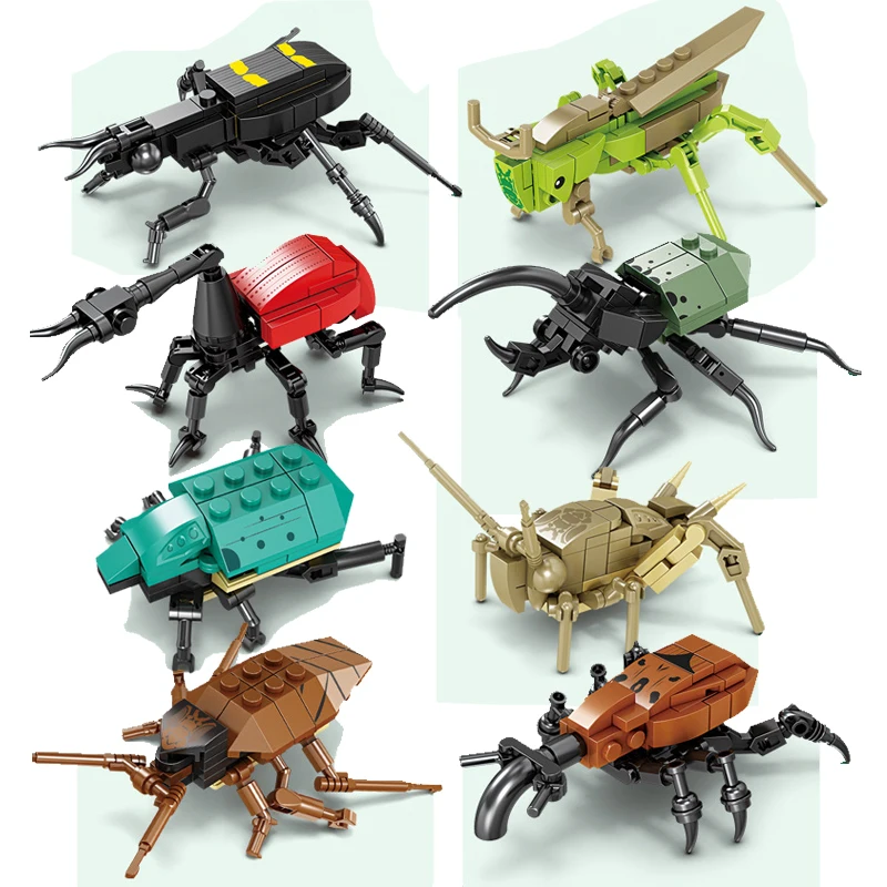 Creatività Insetto Mini Modello Building Blocks Moc Beetle City Jungle Animal Baby Mattoni Fai Da Te Giocattoli Educativi Per Regali Per Bambini