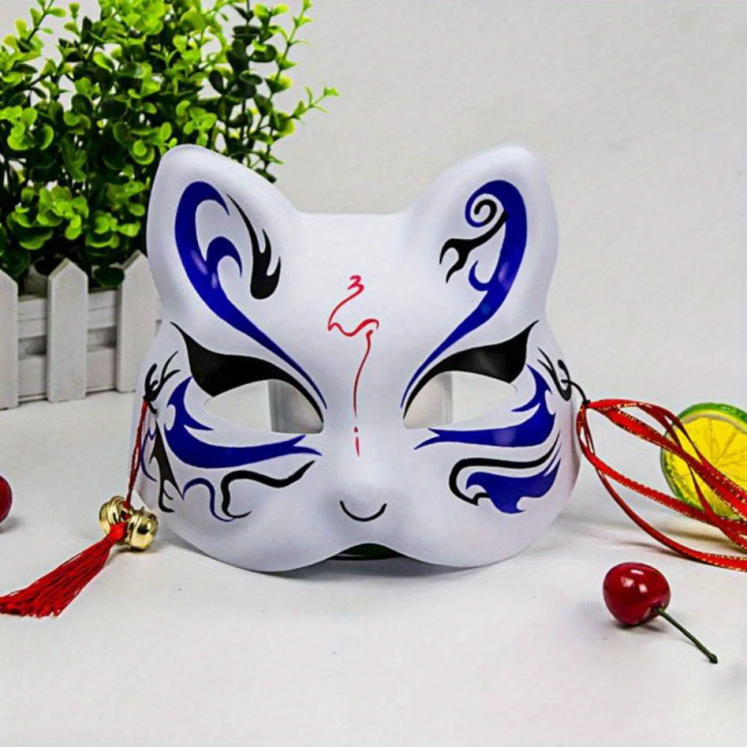 Kitsune Masks Half Face Cosplay Masks Cat Animal Costume Masquerade Party Assecories for Cosplay Costume Masquerade Drama Hallo