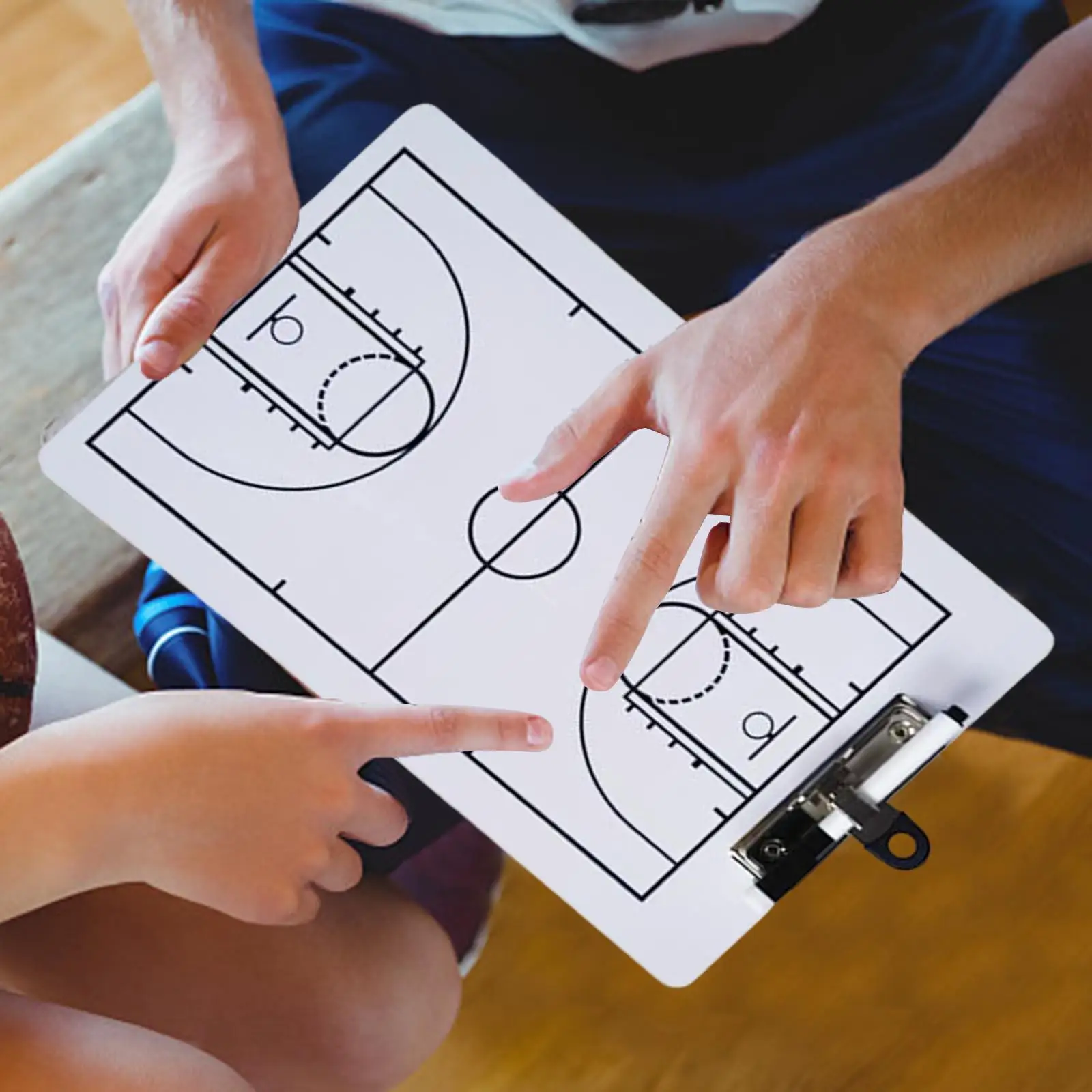 Double Sided Basketball Clipboard Guidance Training Aid with Pen Erase Portable Strategy Tactic Board, Basketball Coaching Board