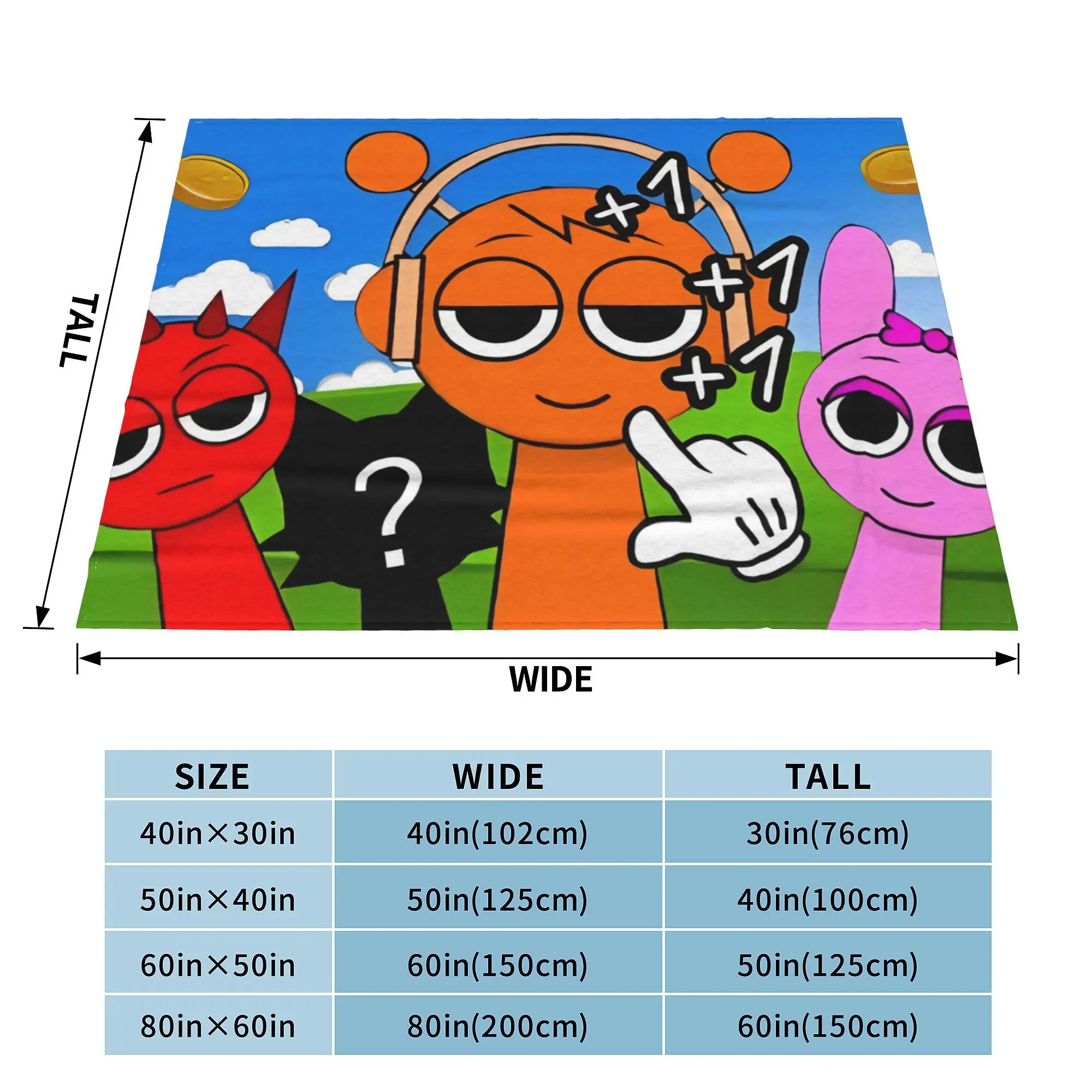 Sprunki Incredibox Wenda Oren Funbot Blankets Beats Game Flannel Throw Blankets - Picture 19 of 21