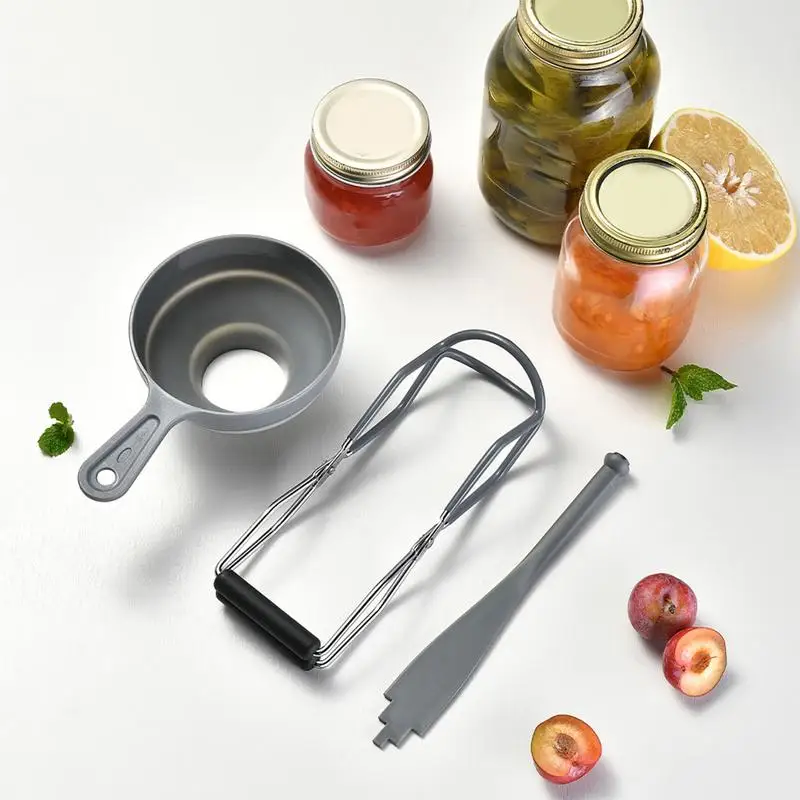 Canning Tongs Stainless Steel Canning Equipment Set Foldable Home Tools Set Including Rack Jar Lifter Tong Funnels For