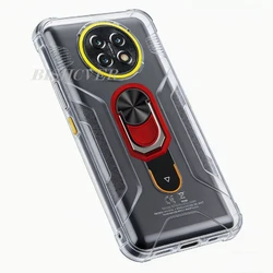 Durable Silicone Ring Holder Case with TPU Protection for KingKong Ace 5 (Transparent C Red)