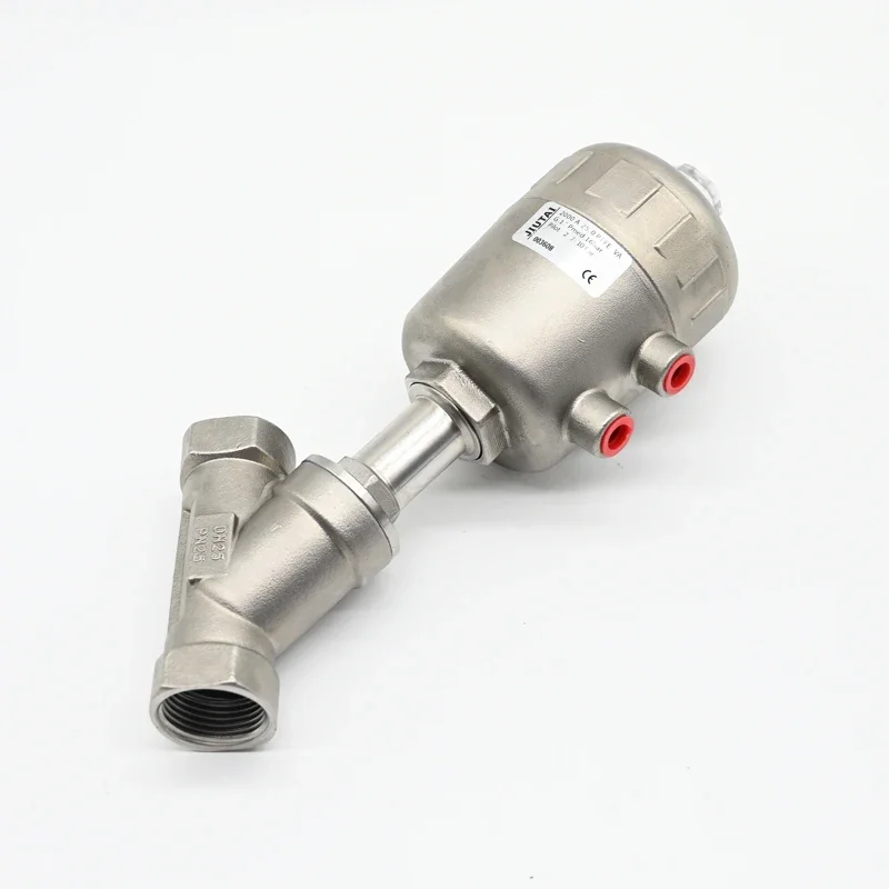 JTAIV 2/2 Way Piston Operated valve Water Air Oil Double Acting Pneumatic threaded angle seat valve Stainless steel