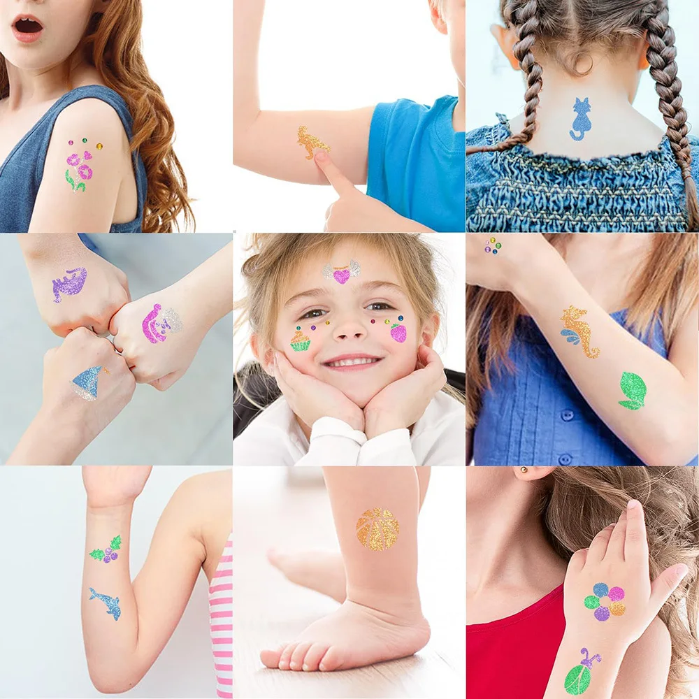 Temporary Glitter Tattoo Kit-Body & Face Art with Templates,Long Lasting & Waterproof,Festival,Rave,Cosplay,Face & Body Art - 2