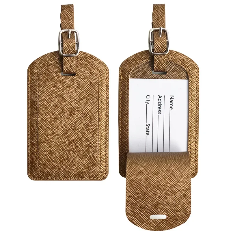 5 Etichette Per Bagagli In Pelle PU Colorate - Identificatori Da Viaggio 11x7 Cm, Leggere E Scrivibili, Per Valigie, Zaini E Borse (Nero, Grigio, Verde, Blu, Rosa) - 2