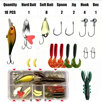 Fishing Lure Set 18/21/59/142pcs Mixed VIB Lure Kit Soft Lure Minnow Popper Hooks All Fishing Accessory Fresh Water 3