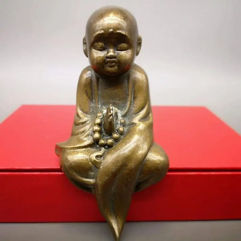 

Collectible Handmade Carved Statue Copper Brass Buddhist Monk Home Decor Room Decor Home Accessories