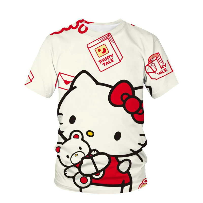 

New Hello Kitty Summer High Quality Women's T-Shirt Casual T-Shirt Graphic T-Shirt Fashionable Harajuku Kawaii Women's T-Shirt