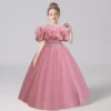 Shiny Toddler Little Big Girls Off Shoulder Ruffled  Wedding Flower Girl Birthday Party Pageant Formal Holiday Dress 1