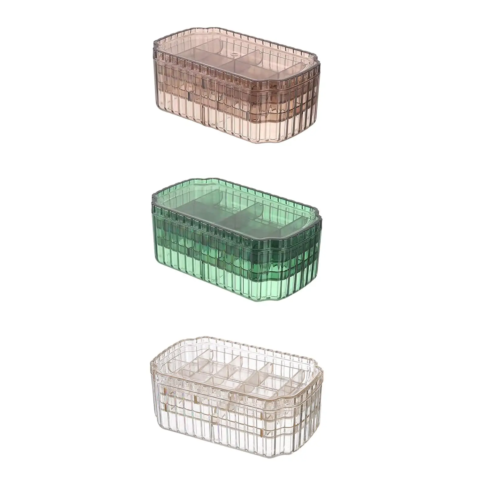 

Jewelry Storage Box Earring Tray 3 Layer Jewelry Organizer with Compartments Clear 19x11x7.5cm/7.5x4.3x3inch for Women Girls