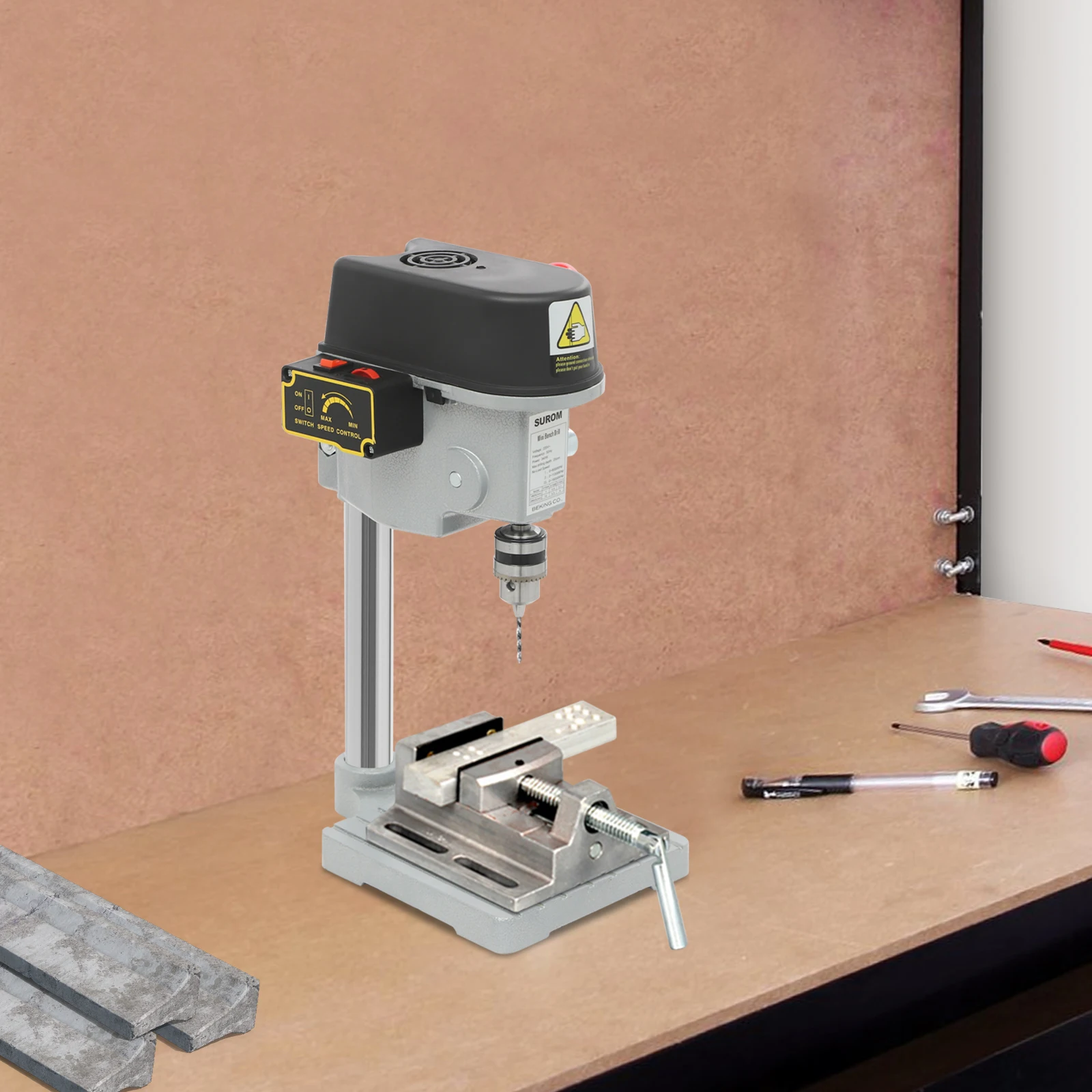 340W portable bench drill machine 5158A adjustable mini bench drill press 110V/220V corded electric drill for drilling iron wood drill locator