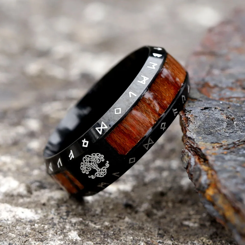 Anello albero della va nordico vichingo per uomo Acciaio inossidabile