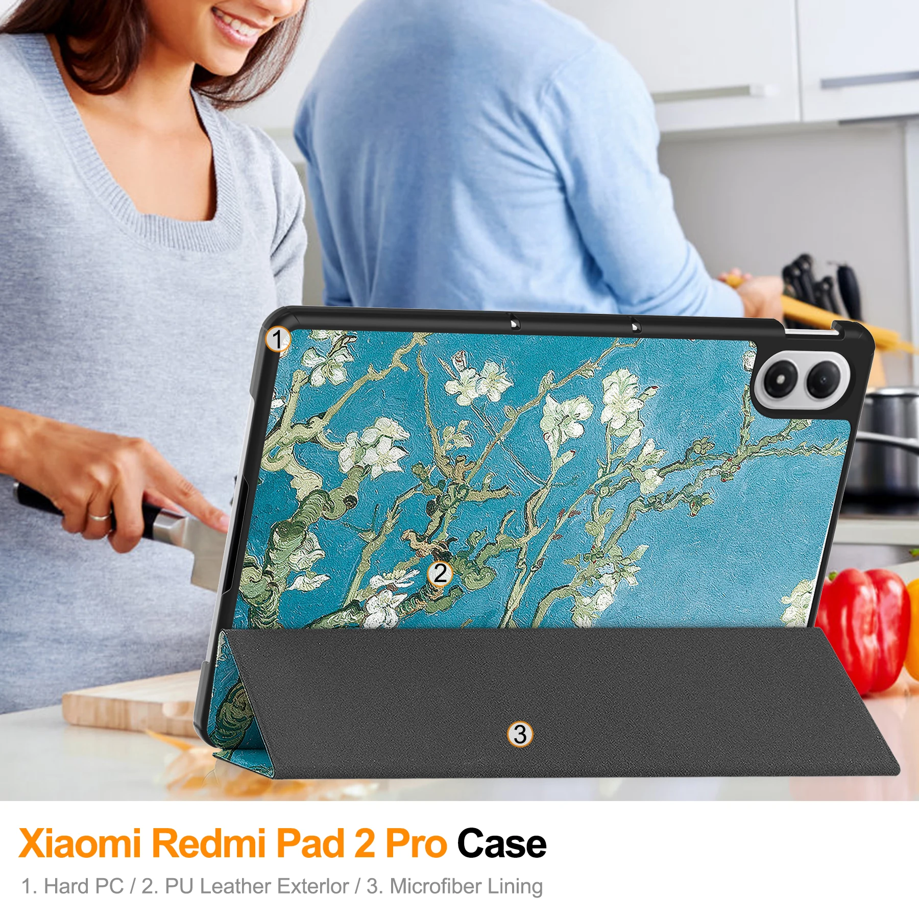 Premium PU Leather Tri-Folding Kids Stand Magnetic Tablet Cover