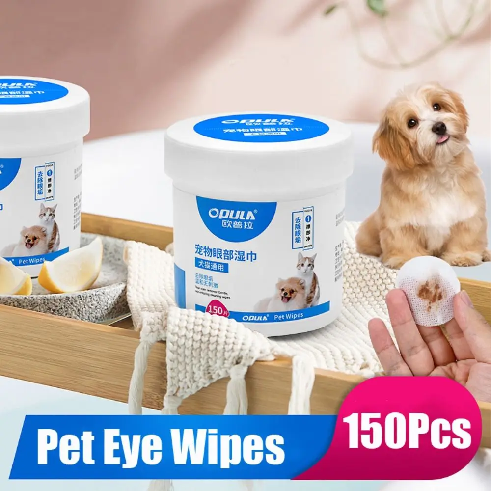 Pet Eye Wipes 150Pcs Cats And Dogs Tearmark Wet Wipes Dog Cat Eyes Ears Cleaning Paper Towels Cats And Dogs Universal No Irr Pet Cleaning Wipes