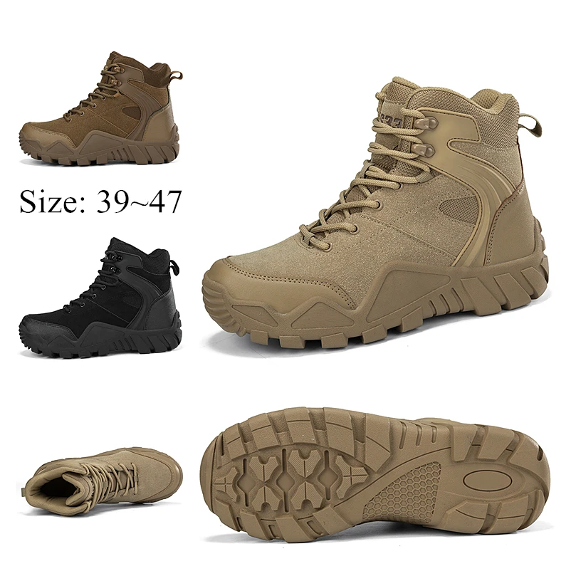 

New Men's Outdoor Hiking Trekking Shoes Men High Quality Brand Military Cow Suede Leather Boots Man Tactical Desert Combat Boots
