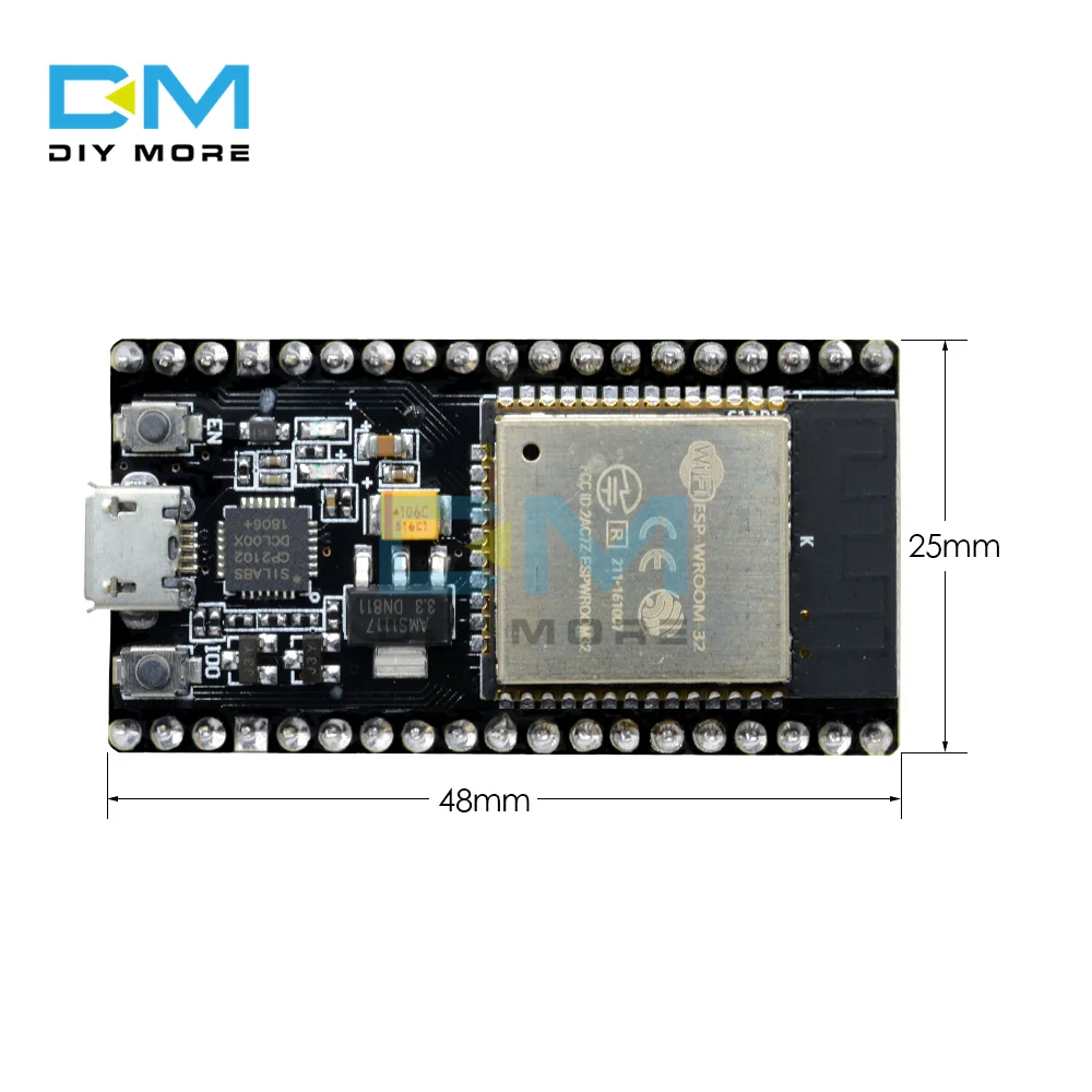2PCS Carte De Développement ESP32 ESP32S-Lua NodeMCU-32S WiFi Bluetooth USB-C 38 Broches CP2102