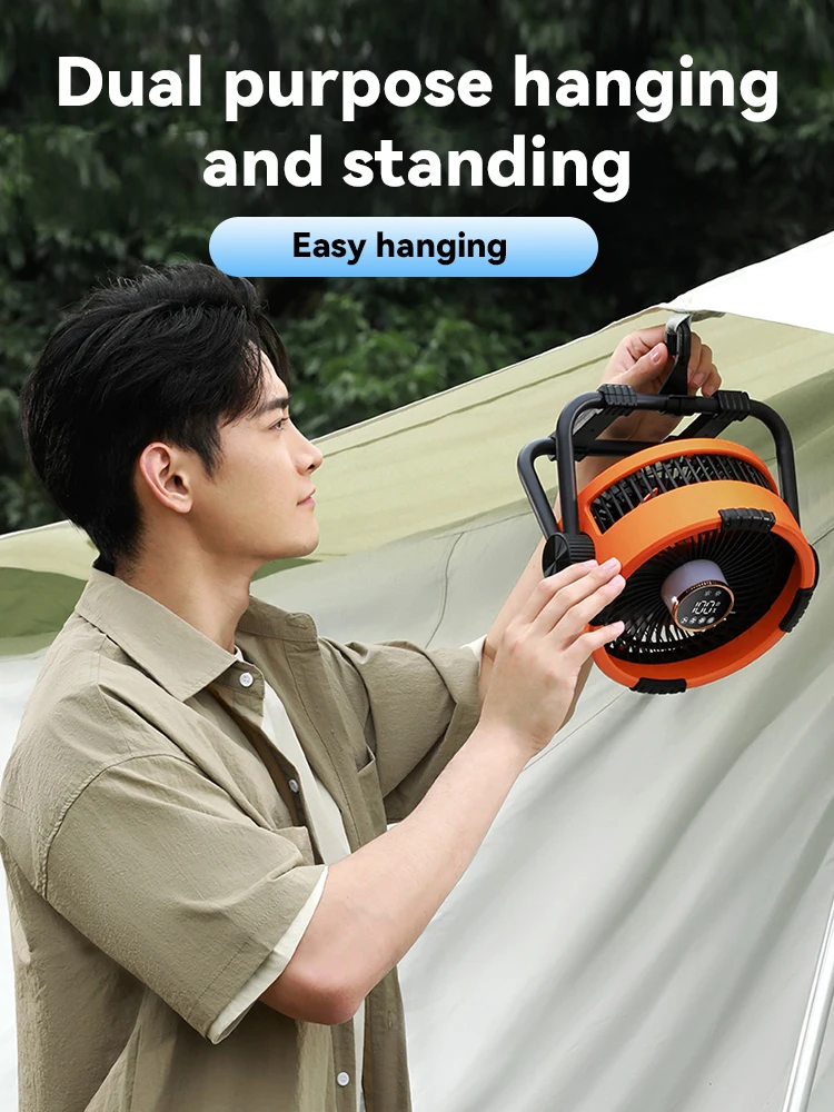 Outdoor Fan Camping Fan Light 20000mAh Rechargeable Portable 4 Speeds Adjustment Wireless Tent Ceiling Fan Lantern With Hook